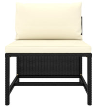 Modular-Mittelsofa mit Kissen Schwarz Poly Rattan