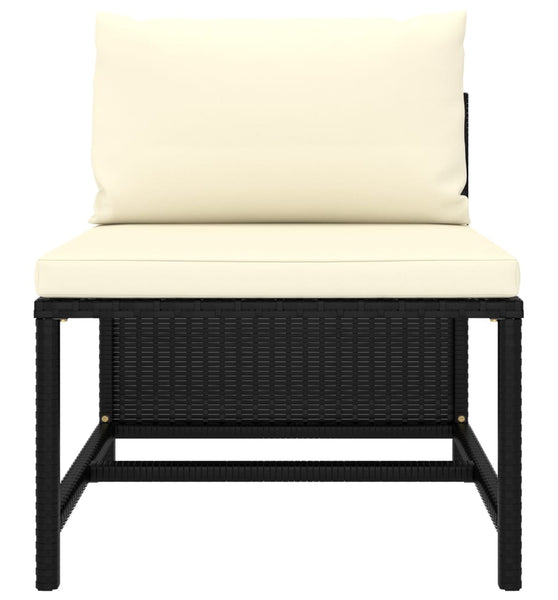 Modular-Mittelsofa mit Kissen Schwarz Poly Rattan