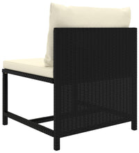 Modular-Mittelsofa mit Kissen Schwarz Poly Rattan