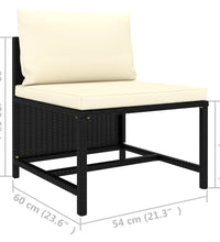 Modular-Mittelsofa mit Kissen Schwarz Poly Rattan