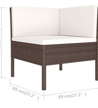 6-tlg. Garten-Lounge-Set mit Auflagen Poly Rattan Braun