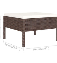 6-tlg. Garten-Lounge-Set mit Auflagen Poly Rattan Braun