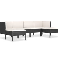 6-tlg. Garten-Lounge-Set mit Auflagen Poly Rattan Schwarz