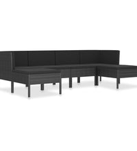 6-tlg. Garten-Lounge-Set mit Auflagen Poly Rattan Schwarz