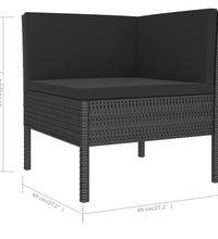 6-tlg. Garten-Lounge-Set mit Auflagen Poly Rattan Schwarz