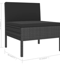 6-tlg. Garten-Lounge-Set mit Auflagen Poly Rattan Schwarz