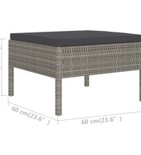 6-tlg. Garten-Lounge-Set mit Auflagen Poly Rattan Grau