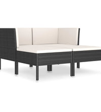 4-tlg. Garten-Lounge-Set mit Auflagen Poly Rattan Schwarz