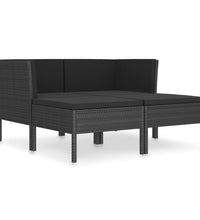 4-tlg. Garten-Lounge-Set mit Auflagen Poly Rattan Schwarz