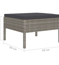 4-tlg. Garten-Lounge-Set mit Auflagen Poly Rattan Grau