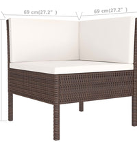 9-tlg. Garten-Lounge-Set mit Auflagen Poly Rattan Braun