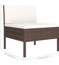 9-tlg. Garten-Lounge-Set mit Auflagen Poly Rattan Braun