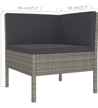 9-tlg. Garten-Lounge-Set mit Auflagen Poly Rattan Grau