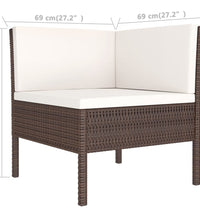 6-tlg. Garten-Lounge-Set mit Auflagen Poly Rattan Braun