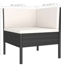 6-tlg. Garten-Lounge-Set mit Auflagen Poly Rattan Schwarz