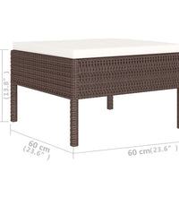 6-tlg. Garten-Lounge-Set mit Auflagen Poly Rattan Braun