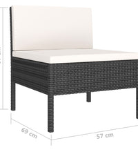 6-tlg. Garten-Lounge-Set mit Auflagen Poly Rattan Schwarz