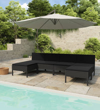 6-tlg. Garten-Lounge-Set mit Auflagen Poly Rattan Schwarz