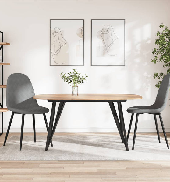 Esszimmerstühle 2 Stk. Hellgrau Samt