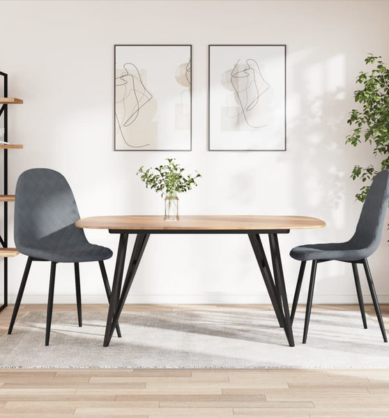 Esszimmerstühle 2 Stk. Dunkelgrau Samt