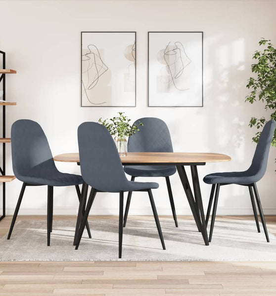 Esszimmerstühle 4 Stk. Dunkelgrau Samt