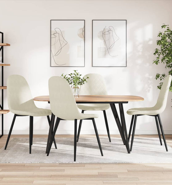 Esszimmerstühle 4 Stk. Cremeweiß Samt