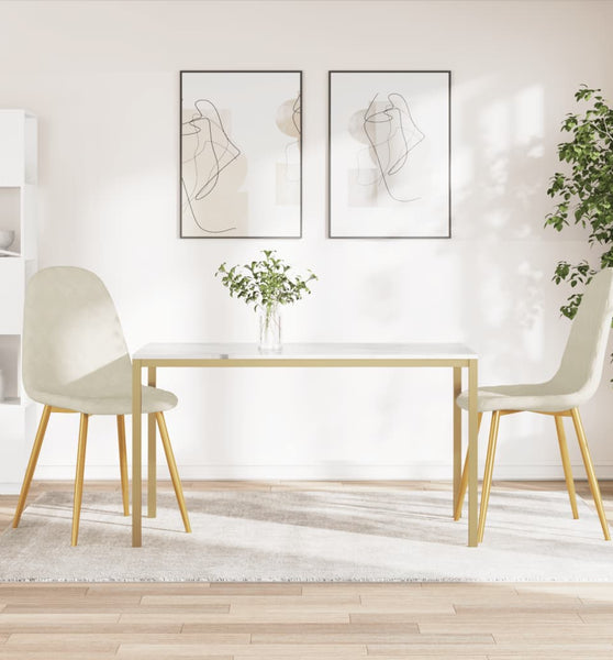 Esszimmerstühle 2 Stk. Cremeweiß Samt