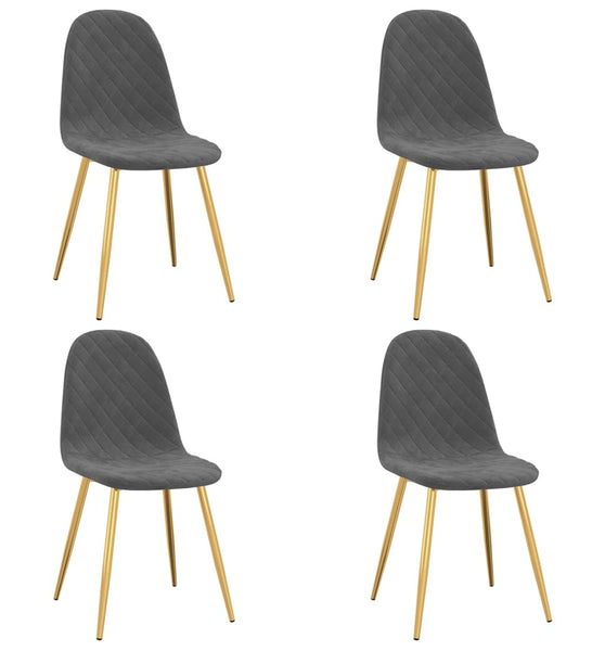 Esszimmerstühle 4 Stk. Dunkelgrau Samt