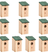 Vogelhäuser 10 Stk. Tanne Massivholz 12x12x22 cm