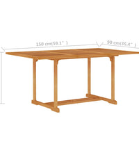 Gartentisch 150x90x75 cm Teak Massivholz