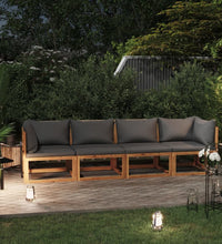 4-Sitzer-Gartensofa mit Auflage Akazie Massivholz