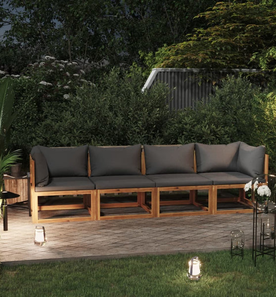 4-Sitzer-Gartensofa mit Auflage Akazie Massivholz