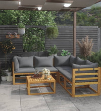 6-tlg. Garten-Lounge-Set mit Auflagen Massivholz Akazie