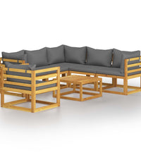 7-tlg. Garten-Lounge-Set mit Auflagen Massivholz Akazie