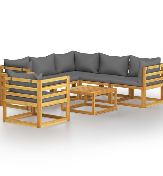 7-tlg. Garten-Lounge-Set mit Auflagen Massivholz Akazie