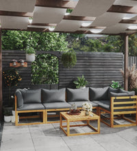 6-tlg. Garten-Lounge-Set mit Auflagen Massivholz Akazie