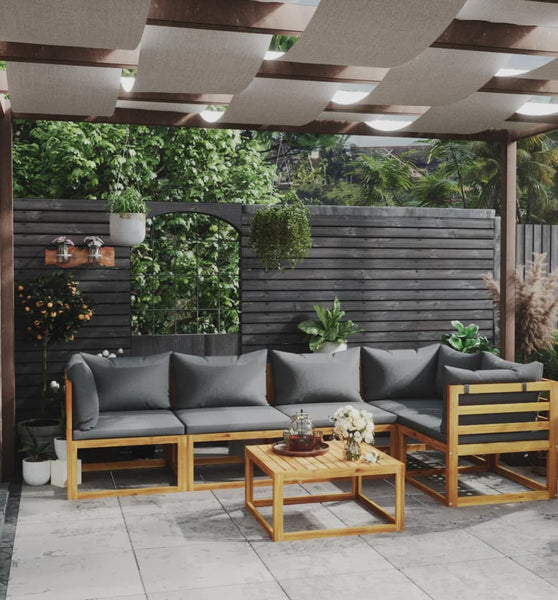 6-tlg. Garten-Lounge-Set mit Auflagen Massivholz Akazie