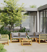 7-tlg. Garten-Lounge-Set mit Auflagen Massivholz Akazie