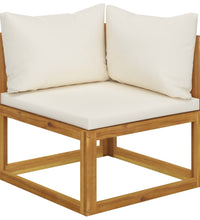 5-tlg. Garten-Lounge-Set mit Auflagen Creme Massivholz Akazie