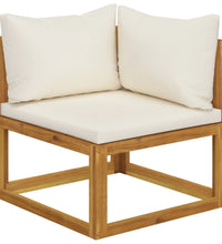 4-Sitzer-Gartensofa mit Auflagen Creme Akazie Massivholz