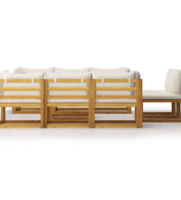 9-tlg. Garten-Lounge-Set mit Auflagen Creme Massivholz Akazie