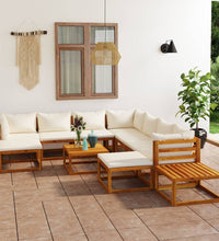 12-tlg. Garten-Lounge-Set mit Auflagen Creme Massivholz Akazie