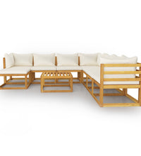 9-tlg. Garten-Lounge-Set mit Auflagen Creme Massivholz Akazie