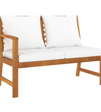 4-tlg. Garten-Lounge-Set mit Auflagen Creme Massivholz Akazie