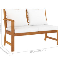 4-tlg. Garten-Lounge-Set mit Auflagen Creme Massivholz Akazie