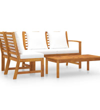 4-tlg. Garten-Lounge-Set mit Auflagen Creme Massivholz Akazie