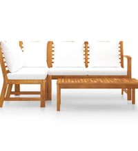 4-tlg. Garten-Lounge-Set mit Auflagen Creme Massivholz Akazie