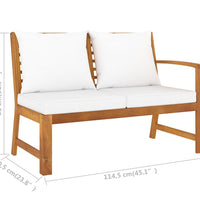 4-tlg. Garten-Lounge-Set mit Auflagen Creme Massivholz Akazie