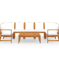 9-tlg. Garten-Lounge-Set mit Auflagen Creme Massivholz Akazie