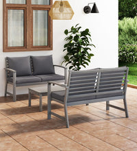 3-tlg. Garten-Lounge-Set mit Auflagen Massivholz Akazie Grau